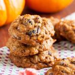 pumpkin chocolate chip cookies with cranberries and pecans