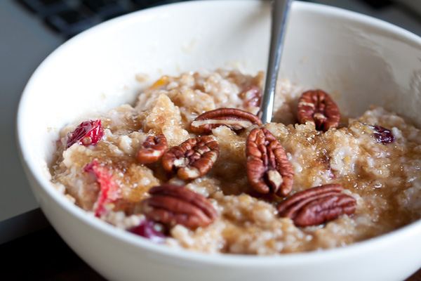 steel cut oatmeal with pecans and cranberries