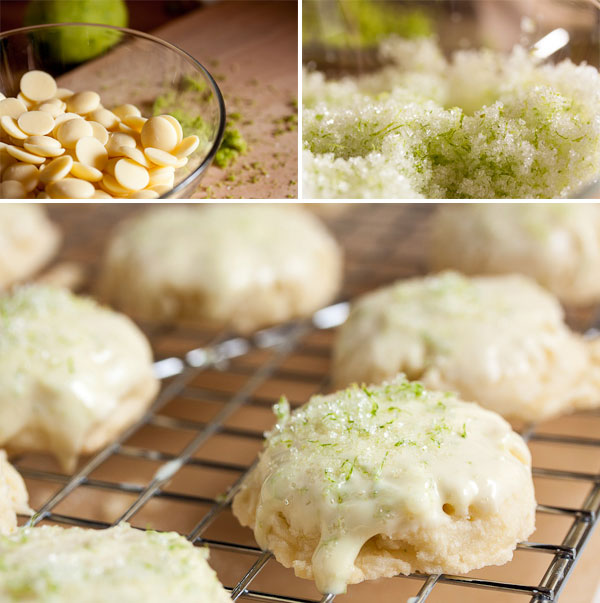 Shortbread-based lime cookies with a really fresh flavour. There's lime zest in every component of this cookie. A very summery cookie.