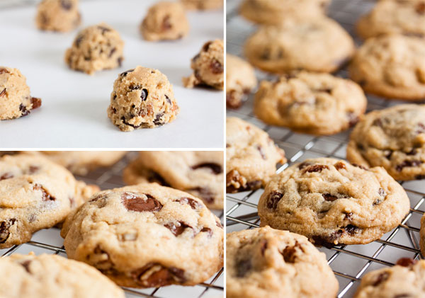 For these rum raisin chocolate chip cookies, the raisins are first soaked in rum for six hours, which gives them a really deep flavour.