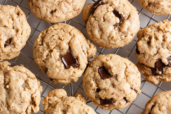 Coconut Oil Oatmeal Chocolate Chip Cookies – dense and moist and chewy and loaded with flavour.