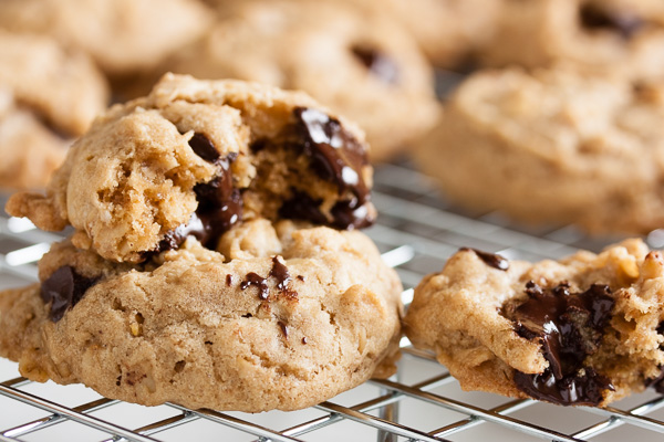 Coconut Oil Oatmeal Chocolate Chip Cookies – dense and moist and chewy and loaded with flavour.