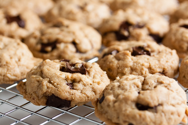 Coconut Oil Oatmeal Chocolate Chip Cookies – dense and moist and chewy and loaded with flavour.