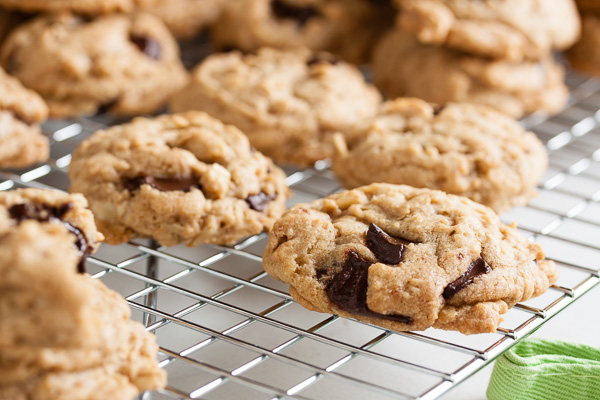 Coconut Oil Oatmeal Chocolate Chip Cookies – dense and moist and chewy and loaded with flavour.