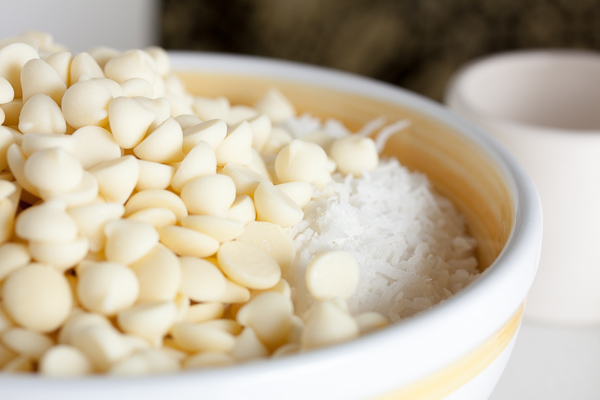 white chocolate chips and coconut – part of Double Chocolate Coconut Cookies