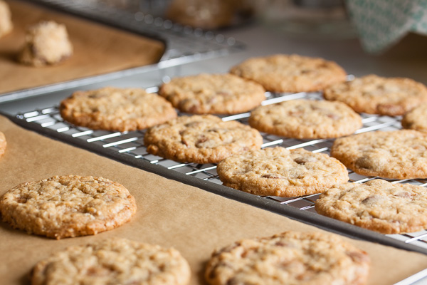 Milk Chocolate Caramel Cookies – chocolate chips, caramel chunks, and oatmeal combine to make a delicious, sweet, chewy cookie.