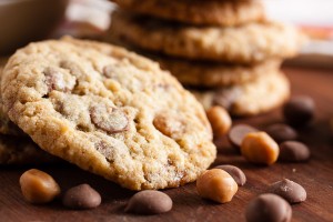 Milk Chocolate Caramel Cookies – chocolate chips, caramel chunks, and oatmeal combine to make a delicious, sweet, chewy cookie.