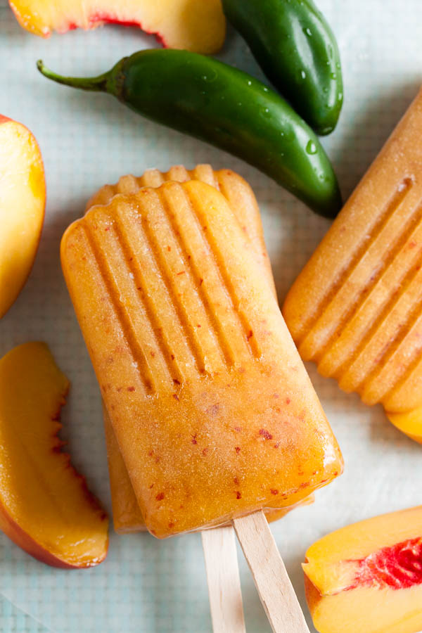 Peach Jalapeño Popsicles – a sweet treat with a bit of heat is a beautiful thing.