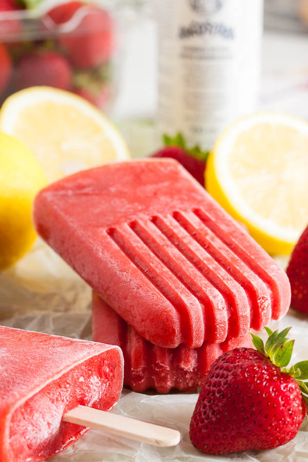 Strawberry and Bitters Popsicles – a bright, fresh, slightly grown-up flavour.