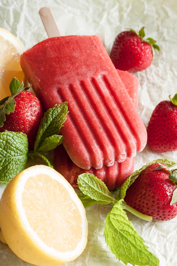 Strawberry Mint Popsicles – sweet, light and refreshing. A perfect summer treat.