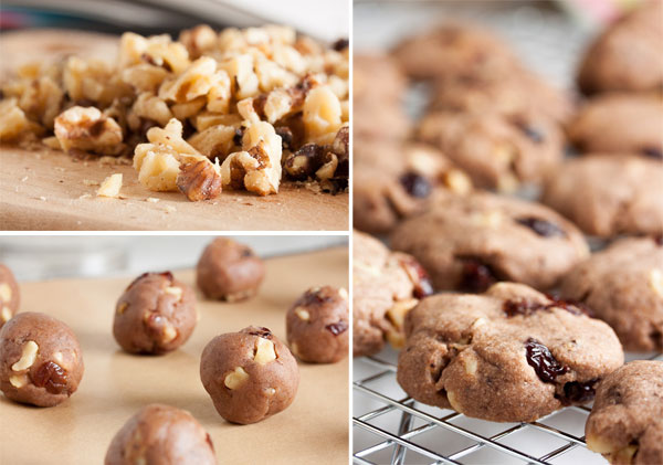 Mocha Walnut Cherry Cookies – a delicately flavoured shortbread, studded with crunchy walnuts and sweet cherries.