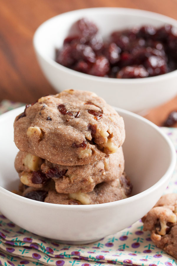 Mocha Walnut Cherry Cookies – a delicately flavoured shortbread, studded with crunchy walnuts and sweet cherries.