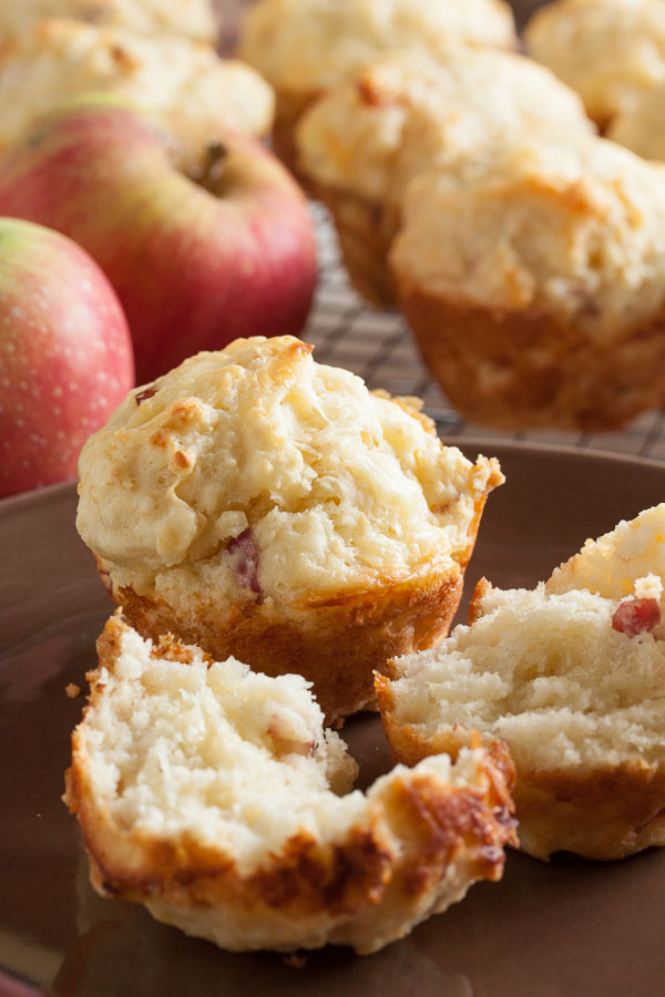 These Apple Cheddar Muffins are both sweet and savoury. This combination of cheese and apple is really satisfying, especially on a cold fall morning.