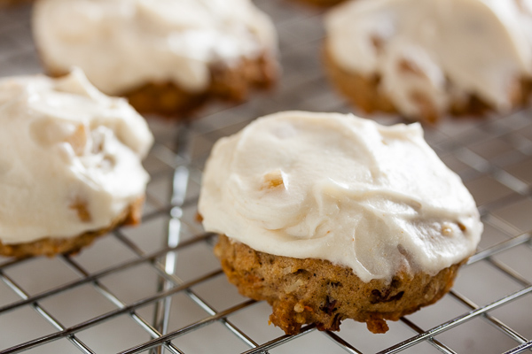 Carrot Cake Cookies with Ginger Cream Cheese Frosting – these cookies have all the flavours you'd expect, but the frosting is where it gets really interesting, with both candied ginger and spiced rum!