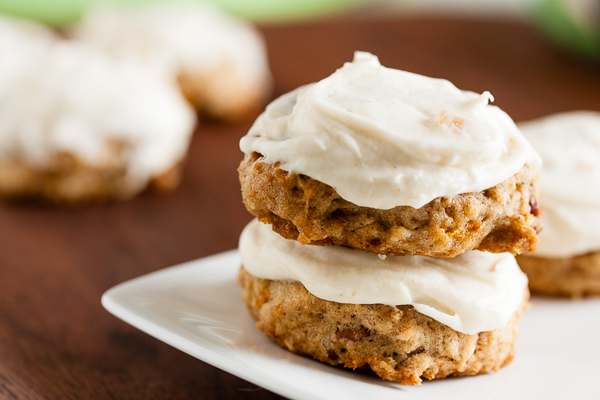 Carrot Cake Cookies with Ginger Cream Cheese Frosting – these cookies have all the flavours you'd expect, but the frosting is where it gets really interesting, with both candied ginger and spiced rum!