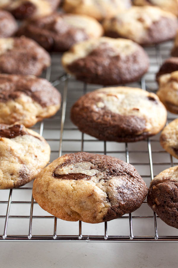 Chocolate Chunk Marble Cookies – a perfect marriage of chocolate and vanilla, made even better with added pecans and chocolate chunks. So pretty, but so simple to make!