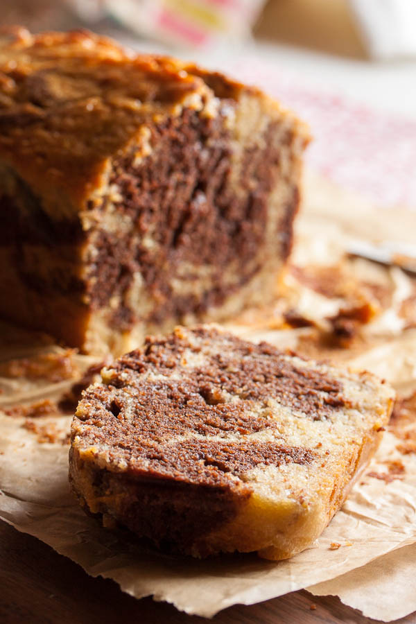 Chocolate Marble Banana Bread – dense and moist, swirled with deep rich chocolate, with just enough dark rum to make it interesting.