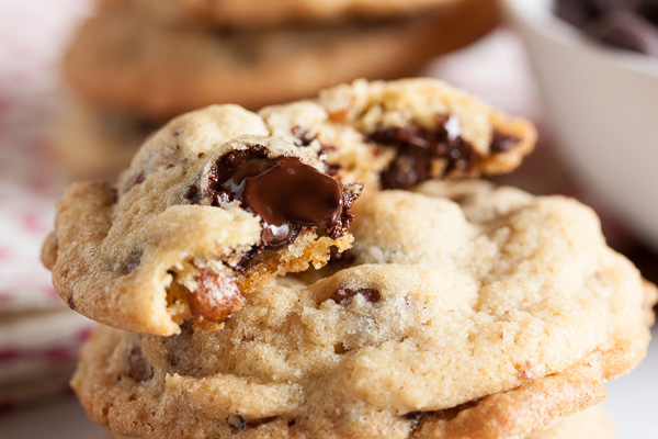 Chocolate Chip Cookies with Nuts – chewy cookies full of dark chocolate chunks, plus both the flavour and crunch of pecans or walnuts.