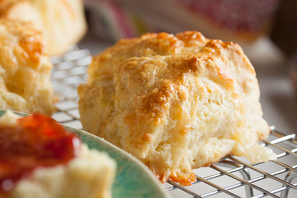 These Cheese Scones are slightly crusty on the outside, and flaky and tender and incredibly buttery on the inside.