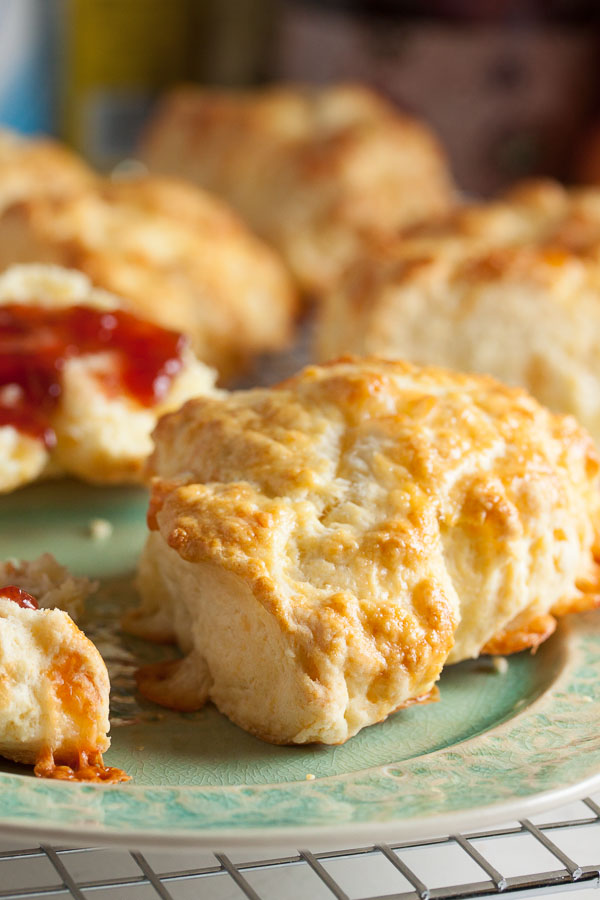 These Cheese Scones are slightly crusty on the outside, and flaky and tender and incredibly buttery on the inside.