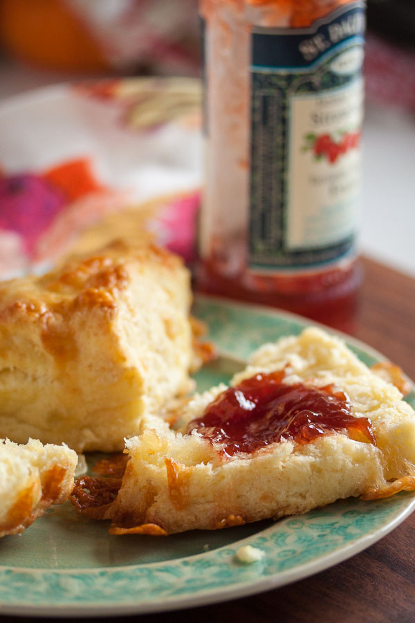 These Cheese Scones are slightly crusty on the outside, and flaky and tender and incredibly buttery on the inside.