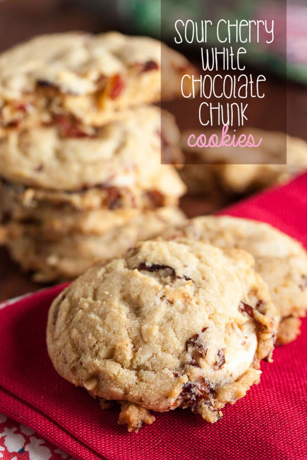Sour Cherry White Chocolate Chunk Cookies marry slivers of tart sour cherries with sweet white chocolate and crunchy toasted almonds.