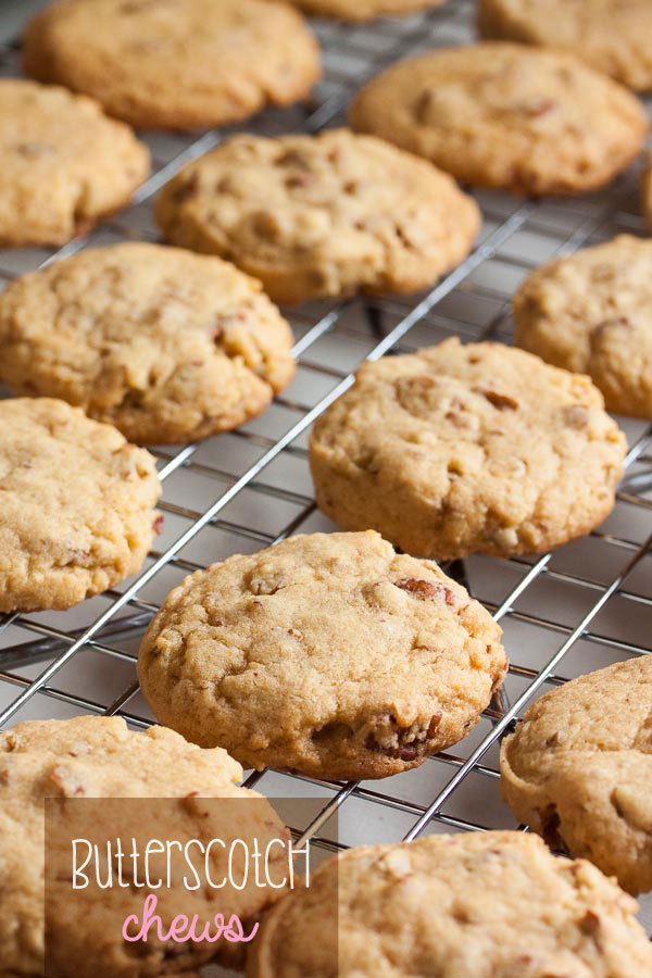 Butterscotch Chews cookies are so so soft and chewy, and loaded with butterscotch flavour and crunchy pecans.