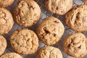 There's a lot of flavour in these Buttery Toffee Pecan Cookies – buttery toffee bits and butterscotch and butter-rum flavouring, plus crunchy pecans.