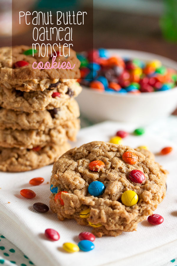 Peanut Butter Oatmeal Monster Cookies – soft and chewy, loaded with chocolate chips, butterscotch chips, and Mini M&Ms. You'll love this cookie!