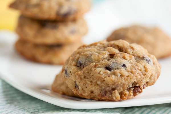 Loaded with healthy oatmeal, banana and walnuts, you won't feel guilty about having these Banana Walnut Chocolate Chip Cookies for breakfast.