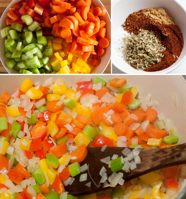 This vibrantly coloured rainbow vegetarian chili is hearty and filling, with a nice bit of heat, and loaded with a wide variety of vegetables and beans.