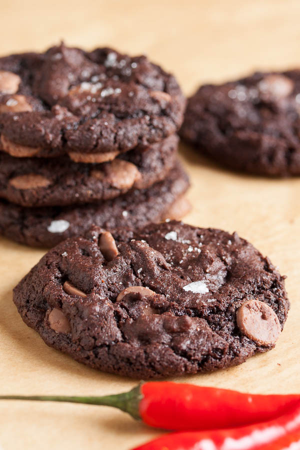 These Chocolate Diablo Cookies are dense and incredibly chocolate-y, with heat from fresh ginger and cayenne pepper contrasted by sweet milk chocolate.