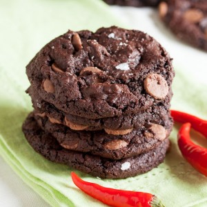 These Chocolate Diablo Cookies are dense and incredibly chocolate-y, with heat from fresh ginger and cayenne pepper contrasted by sweet milk chocolate.