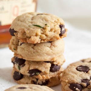 Made with browned butter, Kentucky bourbon, and fresh tarragon, these soft and gooey Bourbon Chocolate Chip Cookies have a great, rich flavour.