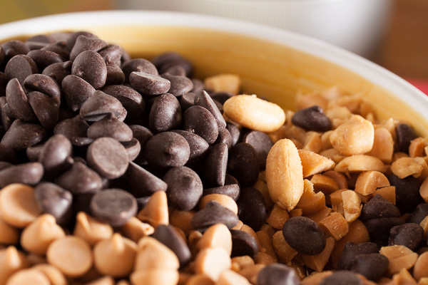 Triple Play Peanut Butter Cookies – with peanut butter, peanut butter chips, and chopped peanuts. AND chocolate chips.