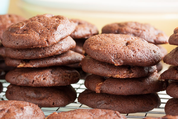 Chocolate Malted Whopper Cookies – delicious chocolate cookies with malt powder, chocolate whoppers, and chocolate chips.