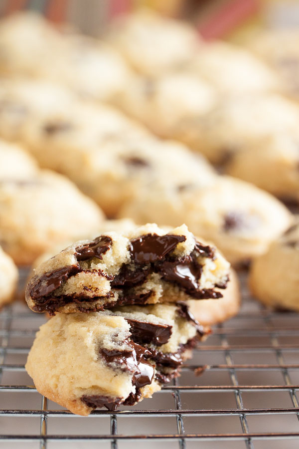 Cakey Chocolate Chip Cookies, beautifully soft and tender, and loaded with lots of chocolate chips in every bite.
