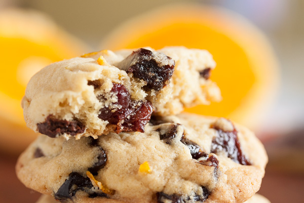 These Orange Cookies with Cherries and Chocolate Chips are incredibly soft and flavourful.