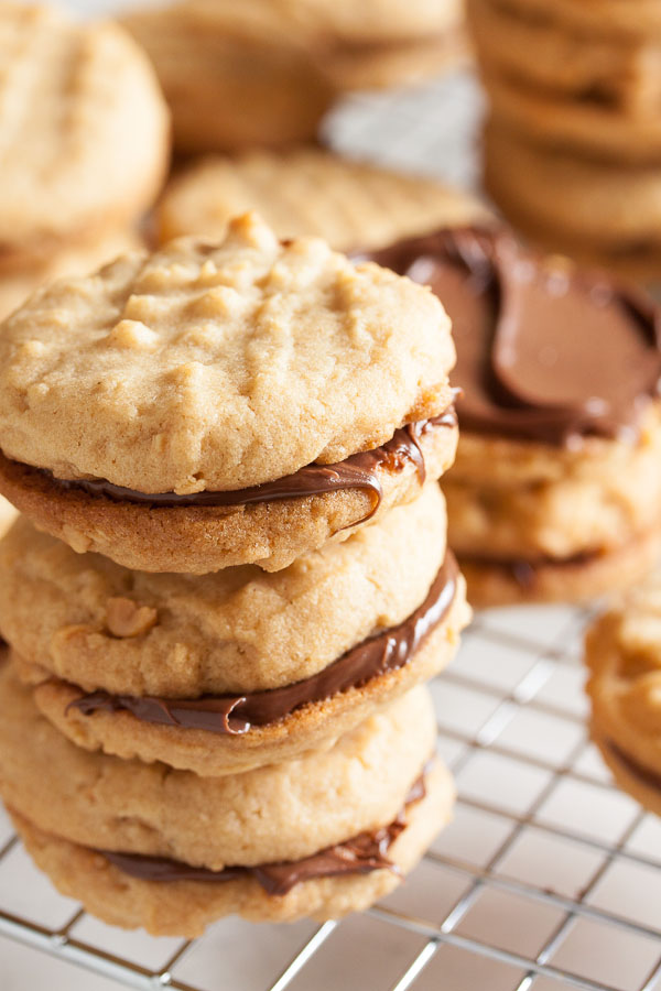 Peanut Butter Nutella Sandwich Cookies – pairing a perfect, chewy peanut butter cookie with creamy, chocolate-y Nutella filling. Everyone loves this cookie!