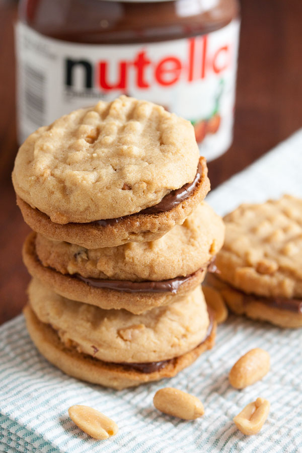 Peanut Butter Nutella Sandwich Cookies – pairing a perfect, chewy peanut butter cookie with creamy, chocolate-y Nutella filling. Everyone loves this cookie!