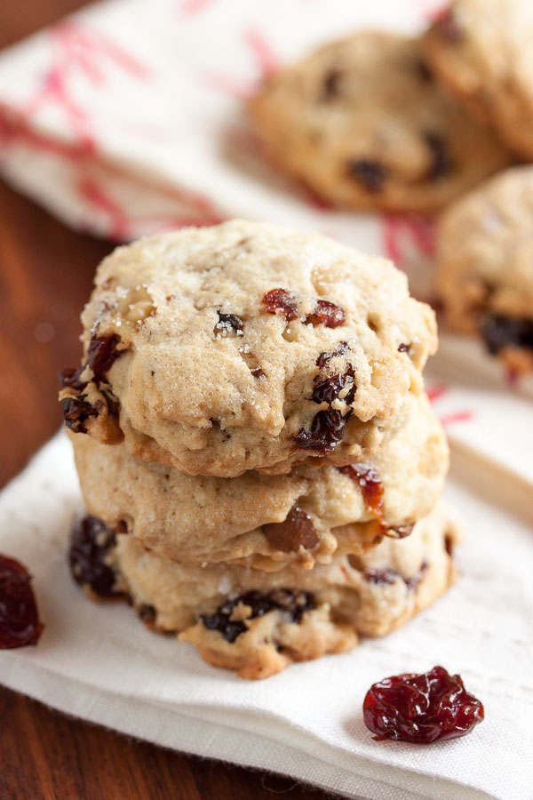 Brandied Cherry Nut Cookies – yes, the cherries in these lovely tender cookies are first soaked in brandy for several hours, then combined with crunchy toasted nuts.