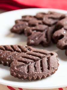 These chocolate ginger cookies are a nice gingerbread with a hint of chocolate. Ideal for cookie cutters as it holds it shape well when baked.