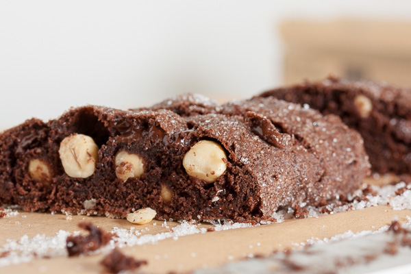 Perfectly crispy and intensely chocolate-y, these Double Chocolate Hazelnut Biscotti are great as-is, but even better when dipped in coffee. One of my favourites!