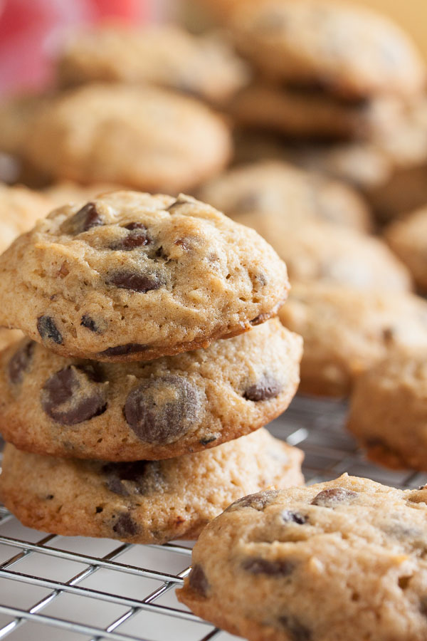 Sour Cream Chocolate Chip Cookies – soft and fluffy and moist, and absolutely loaded with chocolate chips.