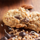 These really are the Ultimate Kitchen Sink Cookies – coconut, oatmeal, rich dark chocolate, toasted pecans, and little bursts of sweetness from the toffee bits.