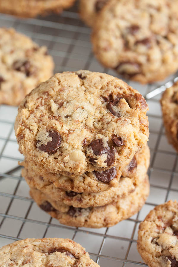 Kitchen Sink Cinnamon Chip Cookies – chock full of crunchy walnuts, toasted coconut, plus lots of chocolate chips and cinnamon chips!