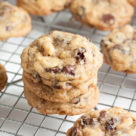 These Chunky Bar Cookies will remind you of the candy bar of the same name – loaded with lots of chocolate, raisins, and crunchy toasted nuts!