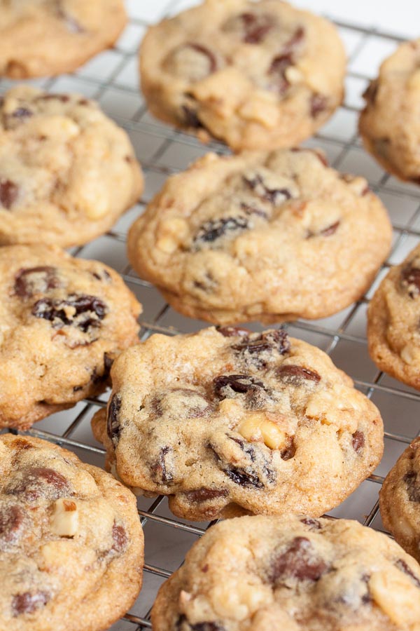 These Chunky Bar Cookies will remind you of the candy bar of the same name – loaded with lots of chocolate, raisins, and crunchy toasted nuts!