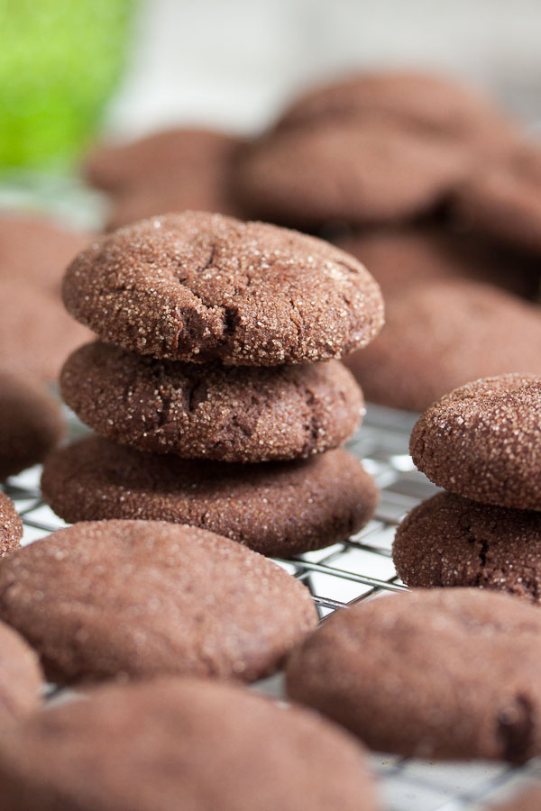 These Mexican Chocolate Snickerdoodles are soft chocolate cookies with a bit of added heat from some cayenne pepper, coated in sweet cinnamon sugar.