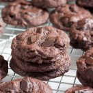 This Double Chocolate Cranberry Cookie is for true chocoholics – a rich, moist chocolate cookie, loaded with even more chocolate chunks plus tart dried cranberries.